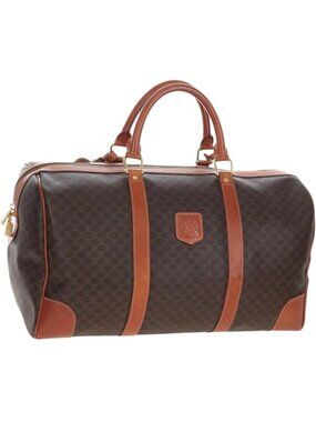 CELINE Macadam Boston Bag PVC Brown Gold Tone